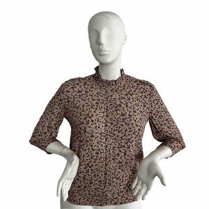 ba&sh Beige Multi Mock Neck Top Neutral Blouse 6